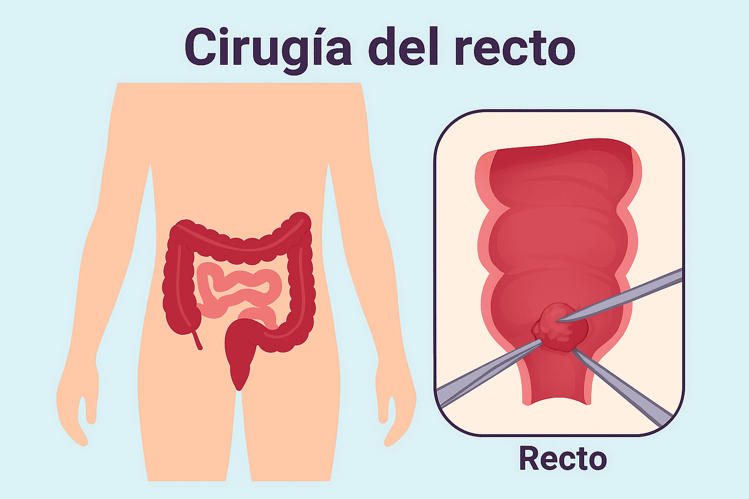 Ilustración de cirugía rectal